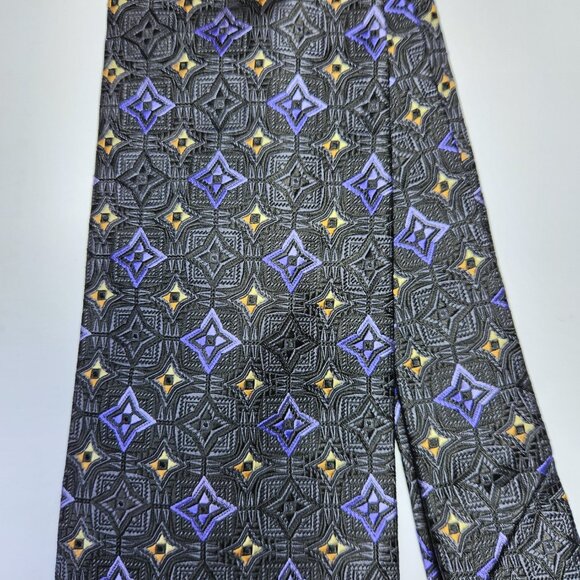 Robert Talbott Men's Necktie Silk Best of Class Geometric Black Purple Y… - Picture 3 of 7